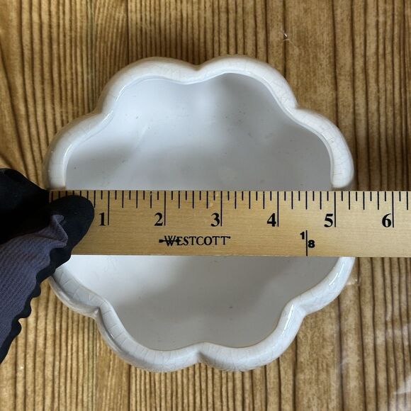 Ceramic Pumpkin Decorative Bowl with Lid White 6” - Picture 9 of 11